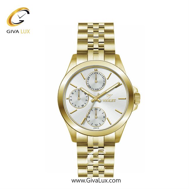 ساعت مچی اورجینال زنانه ویولت VIOLET سه موتوره فول تایم طلایی | طلایی| نقره ای| کد رفرنس 0566/2